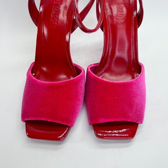 Steve Madden Lilac Pink Velvet Heels Size 7.5 Stiletto Ankle Strap High Heel - Picture 9 of 16